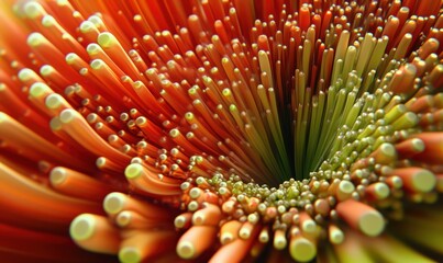Poster - Abstract orange flower, macro detail, vibrant, background blur, nature design