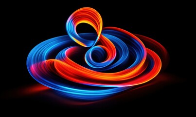Poster - Abstract swirling light, red and blue, dark background, digital art, design element