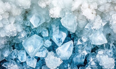 Poster - Blue crystal cluster, close-up texture, mineral formation, geological background, science