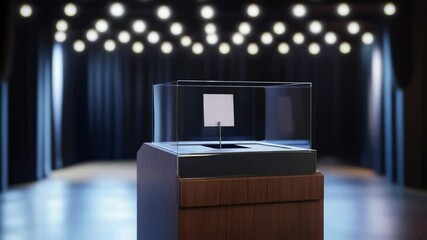Poster - A transparent display case with a square piece of paper inside