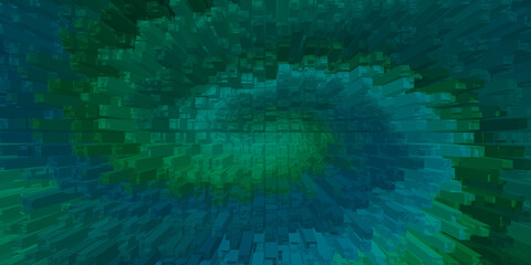 Fototapete - Abstract green and teal 3d block pattern