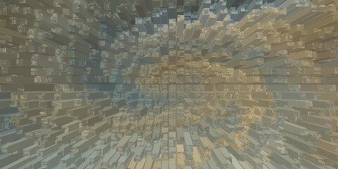 Fototapete - Abstract 3d render of beige and gray cubes