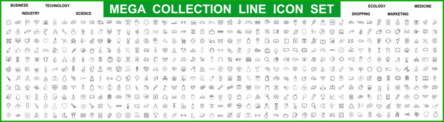 Set Line Icons. Business, ecology, crypto, finance, science, management, e-commerce, technology, medical, artificial intelligence and more. Big linear icons collection
