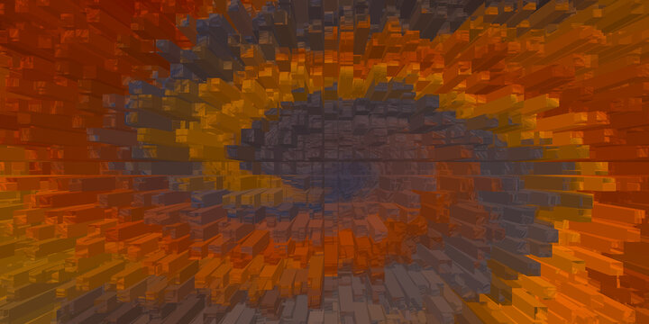 Abstract 3d render of orange and gray blocks