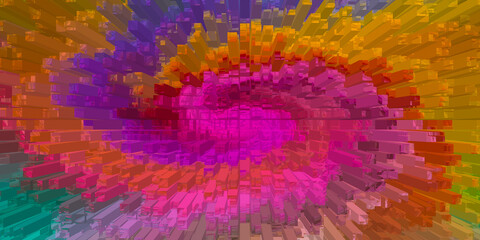 Fototapete - Abstract colorful 3d extruded block design