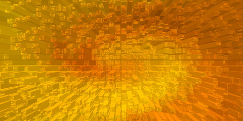Fototapete - Abstract golden cube cityscape digital art