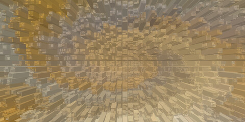 Fototapete - Abstract beige and gold cuboid structure