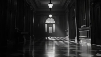 Aufkleber - A classic hallway shot in monochrome