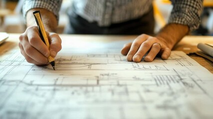 Poster - A person sitting at a table with a pencil, possibly working on a project or taking notes