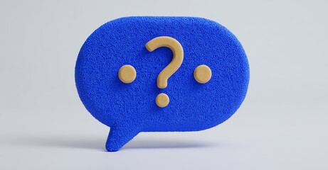 Poster - The illustration of a blue question mark icon on a white background signifies a business symbol for problem-solving, information support, and answers to frequently asked questions through 3D