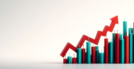 Poster - A 3D financial graph illustrating growth stock, isolated on a white background, includes a business investment market trade exchange analysis chart, economy finance report, and a marketing statistic