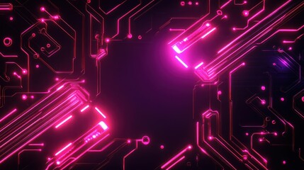 Poster - Background with red glowing neon circuit elements wallpaper AI generated image