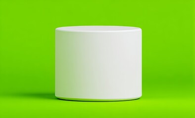Poster - The empty stand on a pastel-colored background serves as a minimal green podium for a beauty product presentation mockup