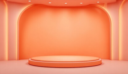 Poster - A blank room features a simple stage product on an empty background with a gradient orange banner template backdrop illustration wallpaper of colorful summer paper floor scene or halloween color art