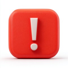Poster - A 3D icon of a red caution sign isolated on a white background symbolizes an urgent warning of potential danger, error, or problem, serving as an important notice or alarm