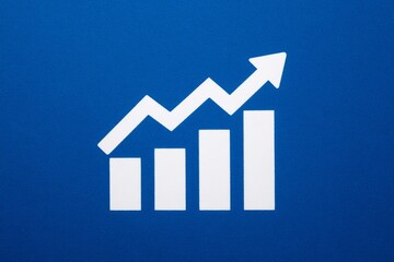 Poster - A diagram of a business chart graph data arrow on a finance report background represents growth strategy presentation concepts of success in the financial market through investment progress and