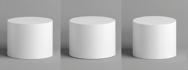 Poster - A blank winner podium platform stage isolated on a png background with a first place victory pedestal for a ceremony or modern white product presentation display and minimal show cylinder stand
