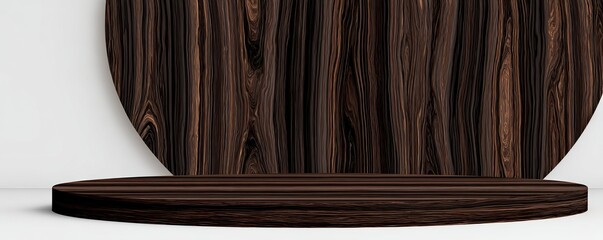 Fototapete - A 3D PNG image of a blank wooden podium with a transparent background, resembling an advertising desk or cosmetic stand, is available for product display on a natural platform or round hardwood table
