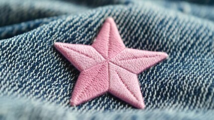 Poster - A pink star decal on a pair of blue jeans, great for casual fashion or DIY projects