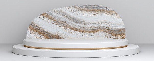 Fototapete - The image features a transparent background with an empty brown wood podium, suitable for use as a mockup of an abstract wooden pedestal or show stage with a round hardwood table