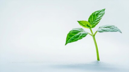 Poster - A small plant emerging from snow-covered ground, offering hope and new life