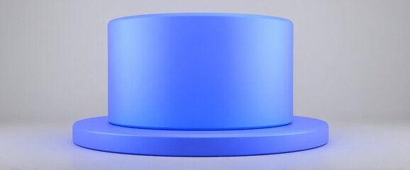 Fototapete - The scene features a minimalist modern pedestal on a transparent background, complete with a light blue podium, to display products or serve as a mockup for an empty cosmetic stand or blank