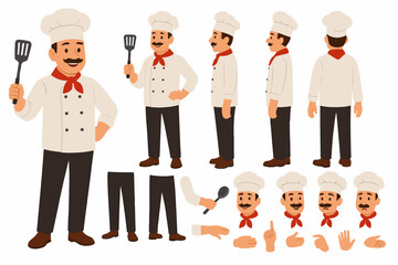 Poster - Funny cartoon chefs team illustration with business and office characters