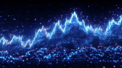 Poster - The concept of a growth business is represented by a digital financial stock investment chart set against a 3d background of market finance economy graph analysis data exchange trade