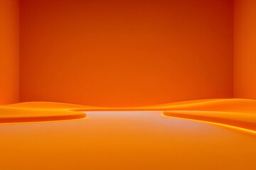 Fototapete - Modern studio backdrop featuring a bright and empty yellow 3d background with an abstract cosmetic display scene and a gradient window light on a blank wall, accompanied by an orange advertising sale
