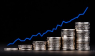 Poster - Growth investment in crypto is linked to the concept of digital financial currency, which involves business money, bitcoin, and a 3d background illustrating profit, economy, trade, virtual chart,