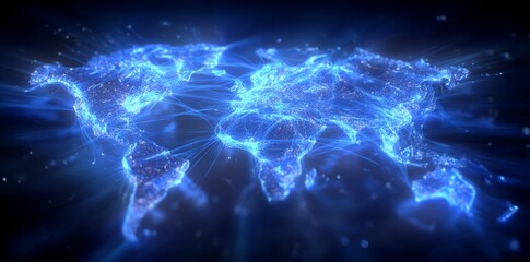 Poster - The concept of global network technology is represented through a 3D background of digital marketing and futuristic business strategy, emphasizing internet connection and worldwide satellite links