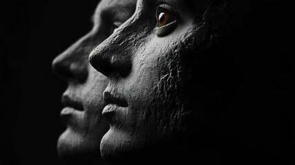 Poster - A monochromatic portrait of a man and a woman together