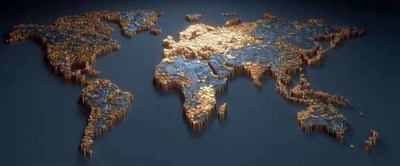 Poster - International economy market features a 3d background that symbolizes the concept of global money exchange and gold currency in business investment and finance