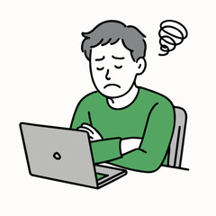 Poster - boy and businessman smiling while sitting and typing on laptops, engaged in technology and education