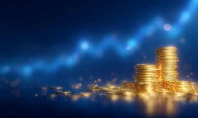 Poster - The concept of financial growth and success is represented by a background of currency, stock market charts, and digital marketing graphs that target increased earnings through strategic investments