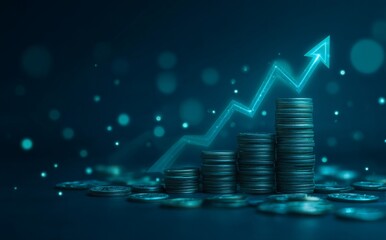 Poster - The concept of financial success is represented by a 3d graph of wealth, money, and profit strategy on a background of economy, finance, investment, cash, currency, and earning, symbolizing growth,