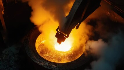 Poster - A big metal pot filled with fire and flames, suitable for use in backgrounds or as a focal point