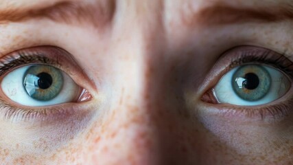 Poster - Close-up shot of a woman's face, focusing on her distinctive freckled eyes