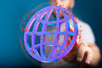 Aufkleber - High-tech image of a global network, data exchange, and internet connection.