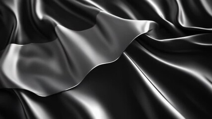 Poster - A close-up shot of smooth satin fabric in monochrome tones