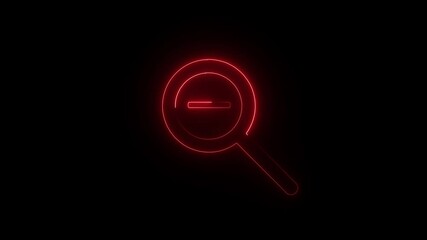 Poster - Neon red light switch icon with magnifying glass symbol for web search