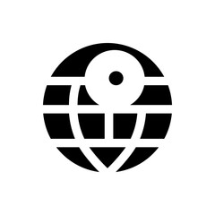 Poster - Illustration of a stylized globe with grid lines and a circle with a dot on top in black and white color