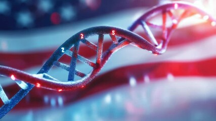 Poster - Close-up of a single DNA strand on a flag, great for science and education illustrations