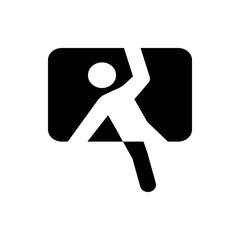 Poster - Illustration of a dark rounded shape with a small white curve and a jagged line next to it on white background