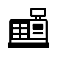 Poster - Classic cash register icon. Mechanical cash register illustration with display and keypad. This simple cash register image is perfect for retail business icons and website design.