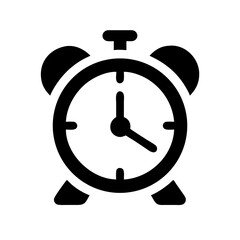 Poster - Classic alarm clock icon with bells on top. Simple alarm clock design with clear hour and minute hands. This alarm clock graphic is perfect for time management apps, websites.