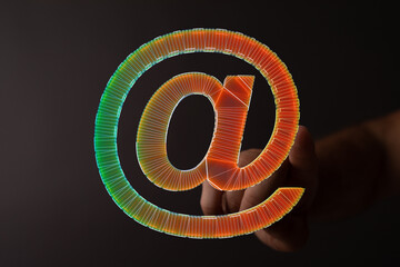 Poster - Abstract glowing at symbol,network, internet, email concept.