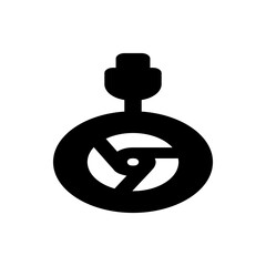 Poster - Black graphic equalizer icon with varying bar heights on a white background showing audio frequency waves