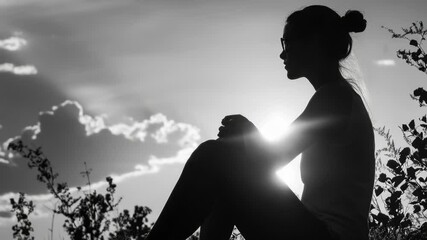 Poster - A woman sits in the warmth of the sun, her face uplifted to its rays
