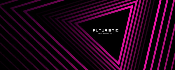 Poster - 3D pink techno abstract background overlap layer on dark space with triangles lines effect decoration. Modern graphic design element stripes style concept for web, flyer, card, or brochure cover